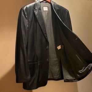 Armani Collezioni black leather blazer